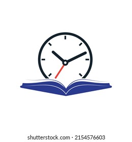 Study time vector logo design. Book with clock icon design.