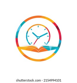 Study time vector logo design. Book with clock icon design.