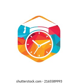 Study time vector logo design. Graduation hat with clock icon design.