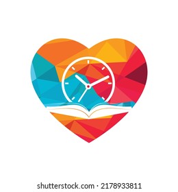 Study time vector logo design. Book with clock icon design.