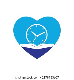 Study time vector logo design. Book with clock icon design.