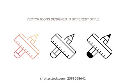 Study Tools icon design with white background stock illustration