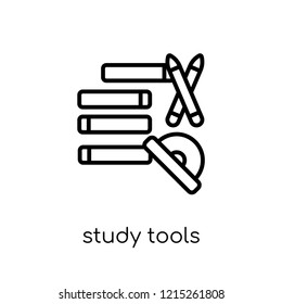 Study tools icon. Trendy modern flat linear vector Study tools icon on white background from thin line E-learning and education collection, editable outline stroke vector illustration