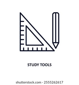 study tools outline icon.  Thin line icon from e learning and education collection. Editable vector isolated on white background