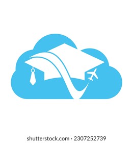 Study Reise Cloud Form Konzept Logo Design Vektor. Logo-Design-Element für die Reiseschulbildung