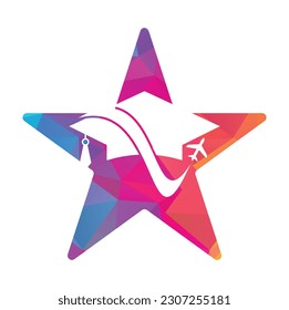 Study travel star shape concept logo design vector. Travel School Education Logo Design Element.