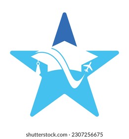 Study travel star shape concept logo design vector. Travel School Education Logo Design Element.