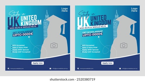 Estudo no Reino Unido Social Media Post Template