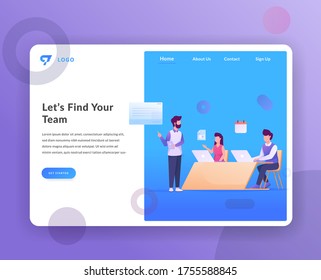 página de inicio web de estudio con ilustración