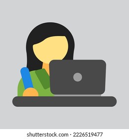 Icono de mujer de estudio en estilo plano, uso para presentación de aplicación móvil del sitio web