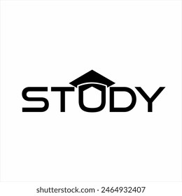 "Study" word design with graduation cap symbol on letter U.