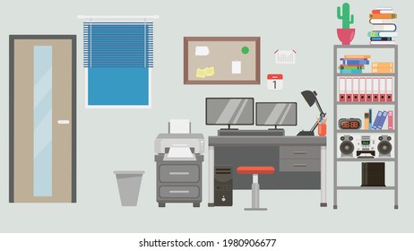 Arbeitsraum Studie Cartoon Hintergrund Illustration