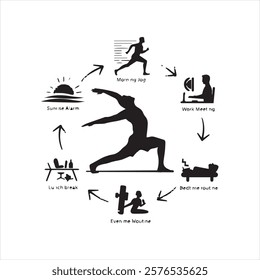 study yoga alarm silhouette vector 