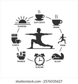 study yoga alarm silhouette vector 