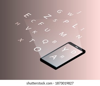 studying ABC alphabet and learning English from mobile device vector