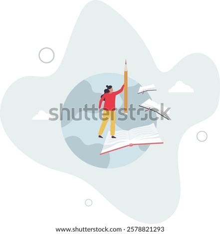 Studying abroad and travel to learn foreign language . International student with global education degree and worldwide experience for academic knowledge.flat characters.