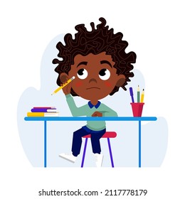 Studying Black Boy Vector Illustration Stock Vector (Royalty Free ...