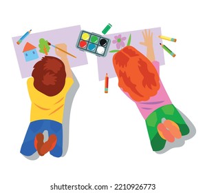 studying boys and girls cute kids