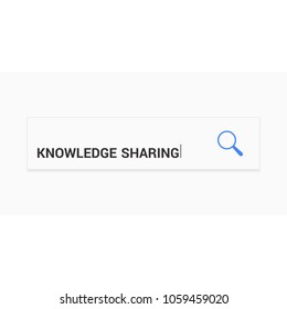 Studying concept: magnifying optical glass with words Knowledge Sharing. Vector illustration 