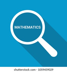 Studying concept: magnifying optical glass with words Mathematics. Vector illustration 