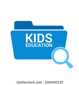 Studying Concept, Magnifying Optical Glass With Words Kids Education. Vector illustration