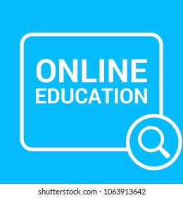 Studying Concept: Magnifying Optical Glass With Words Online Education. Vector illustration