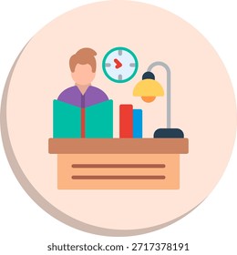 Estudiando el icono de estilo de círculo plano