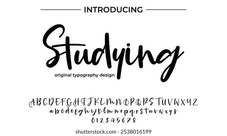 Studying Font Stylish brush painted an uppercase vector letters, alphabet, typeface