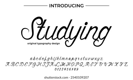 Studying Font Stylish brush painted an uppercase vector letters, alphabet, typeface