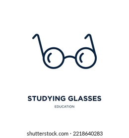 studying glasses icon from education collection. Thin linear studying glasses, education, school outline icon isolated on white background. Line vector studying glasses sign, symbol for web and mobile