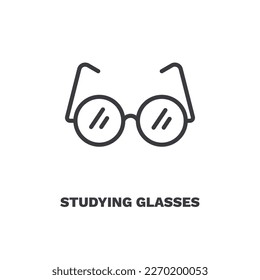 studying glasses icon. Thin line studying glasses, education icon from education collection. Outline vector isolated on white background. Editable studying glasses symbol can be used web and mobile