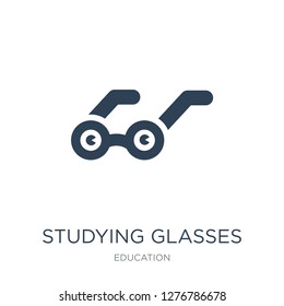 studying glasses icon vector on white background, studying glasses trendy filled icons from Education collection, studying glasses vector illustration