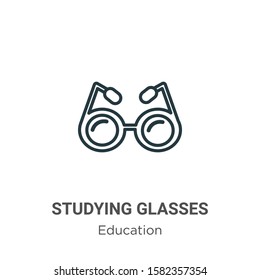 Studying glasses outline vector icon. Thin line black studying glasses icon, flat vector simple element illustration from editable education concept isolated on white background