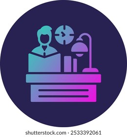 Studying Glyph Circle Gradient Icon