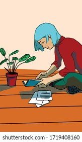 Zuhause lernen, zu Hause arbeiten, Illustration