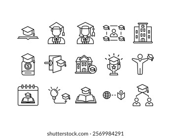 
studying icon collection set. education,learning,student boy,student women,campus,dll.
isolated white background,Editable line vector.
