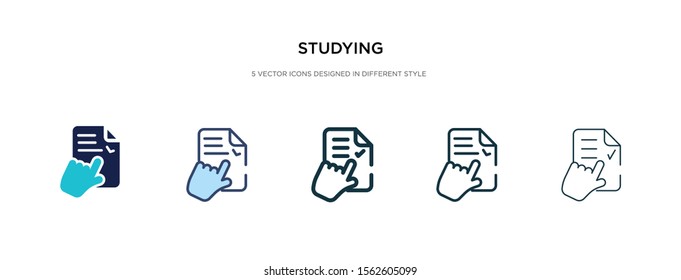 studying icon in different style vector illustration. two colored and black studying vector icons designed in filled, outline, line and stroke style can be used for web, mobile, ui