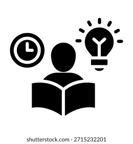 Estudiando la Ilustración vectorial de diseño de glifo de icono