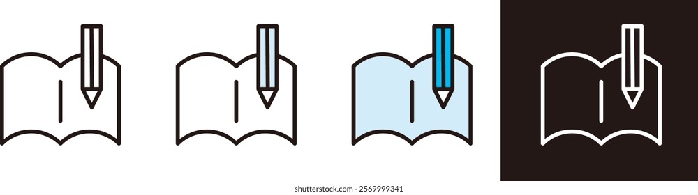 Studying icon. notebook and pencil. Vector material for learning, research and notes.