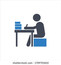 Studying icon on white background