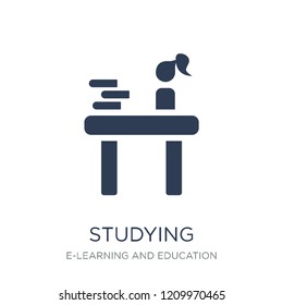 Studying icon. Trendy flat vector Studying icon on white background from E-learning and education collection, vector illustration can be use for web and mobile, eps10