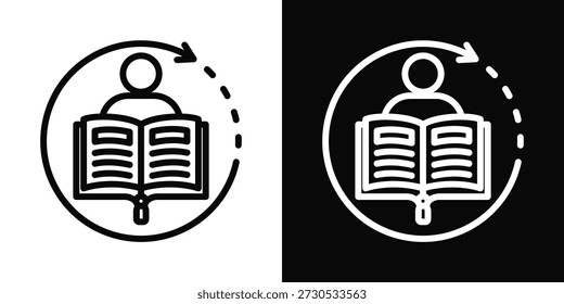 Studying Icon White And Black Background Style
