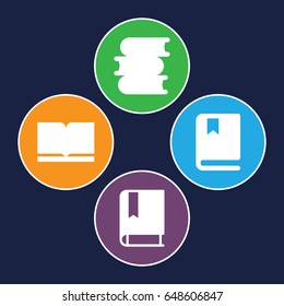 Studying icons set. set of 4 studying filled icons such as