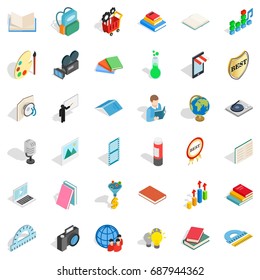 Studying icons set. Isometric style of 36 studying vector icons for web isolated on white background