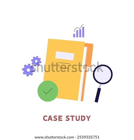 Studying information, facts. Concept of case study, searching business information, analyze of product features. Vector illustration in flat design for web banner