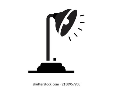 Studying lamp. Simple illustration in black and white.