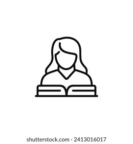 Studying line icon isolated on white background. Reading book line icon