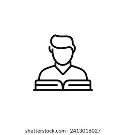 Studying line icon isolated on white background. Reading book line icon