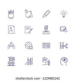 Studying line icon set. Professor, tutorial, owl. Education concept. Can be used for topics like distance learning, video content, training courses
