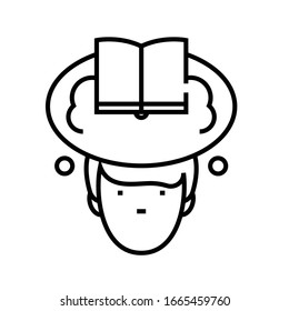 Studying mind line icon, concept sign, outline vector illustration, linear symbol.